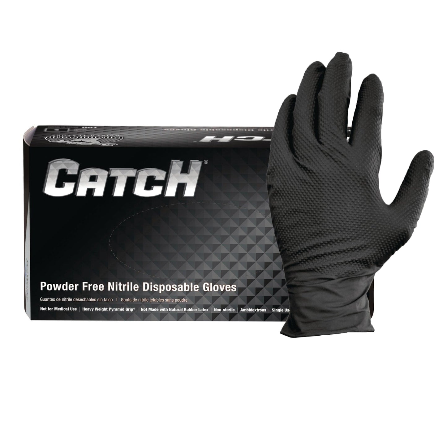 5 Packages Deal 8mil Orange or Black Pyramid Grip Nitrile Gloves