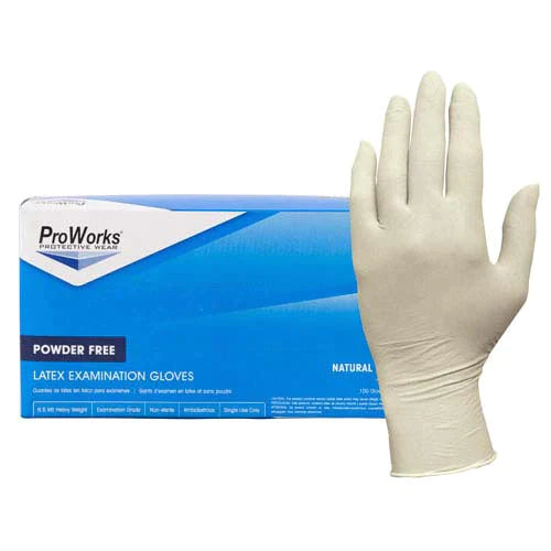 5 Packages Deal 8mil White Textured Latex Gloves